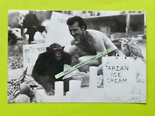 Found 4X6 PHOTO Old TARZAN Actor Ron Ely & Chimpanzee Chimp Monkey Ice Cream picture