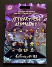 2026 Disney Parks Attraction Alphabet Mystery Pin Pouch 5 Pack Sealed NEW picture