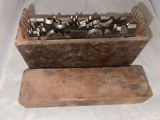 48pc. Lot Vintage Stanley 55 Combination Plane Blades In Wooden Box picture