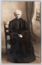 RPPC Very Old Aunt Jane Woman Dark Victorian Dress Studio Postcard P21 picture