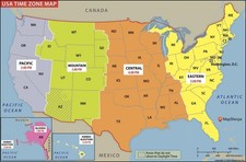 USA Time Zone Map - 36 x 24 inch Poster - Front Lamination picture