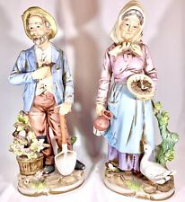 Vintage Farmers HOMCO #8816 Old Man and Old Woman - 13” Figurines - Beautiful picture