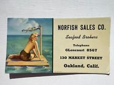1940's Pinup Girl Advertising Blotter w/ Blond Lost on Raft SOS- Oakland CA picture