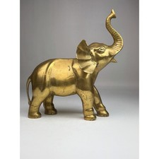 Vintage MCM Solid Brass Elephant XLarge Lucky Sculpture 14.5" H 9.9lb -No Tusks picture