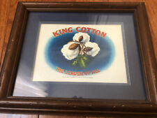 Vintage 1920s King Cotton Cigar Box Lithograph 12x10 w/ Frame picture
