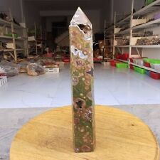 535g Natural Tropical Rainforest Agate Quartz Obelisk Crystal Energy Tower Decor picture