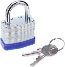 Laminated Steel Padlock with Key, Lock 1-1/4 in. Wide Lock Body, Fence, Locker picture
