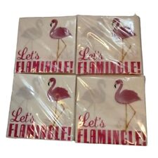 Lets Flamingle Pink Flamingo 100 Paper Napkins 4 Packs of 25 Beach Picnic Party picture