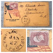 Civil War UNION COVER - Scott #65 Rose - THREE CENTS - H/S NEWBLOOMFIELD, PA. picture