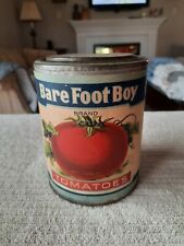 1920s advertising tin Chromolithograph Paper Label BARE FOOT BOY TOMATOES beauty picture