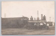 Schenectady Steam Locomotive 185 & Crew & Flagman, VTG RPPC Real Photo Postcard picture