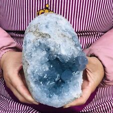 5.67LB Natural Beautiful Blue Celestite Crystal Geode Cave Mineral Specimen 241 picture