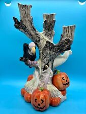 1988 Fitz & Floyd Halloween Vulture Tree Candelabra Ghost Pumpkin Beautiful picture