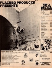 1987 JFA Skate Placebo Products • PRINT AD • Skateboard 1980s JA.43 picture
