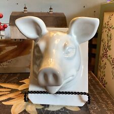 Large Ceramic Solid White~PIG Head~Wall Mounted/3 D~Towel Holder/Decoration~NICE picture