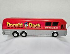 Vintage Walt Disney World Donald Duck Red And Silver Bus Toy picture
