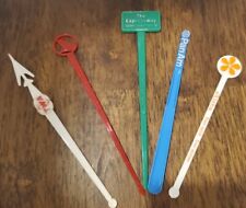 Vintage Airlines Swizzle Stick Drink Aloha TWA PanAm NW Orient Continental Set 5 picture