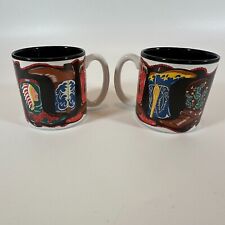 Vtg Potpourri Designs Mug Cup Two Steppin Country Western Boots 2 Set Korea 90s picture