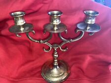 Vintage Solid Brass Candlestick Holder Candelabra 3 Three Arm 10” Tall picture