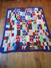 Vintage Quilt Square Crazy Patch Handmade Blanket  Fabrics 51