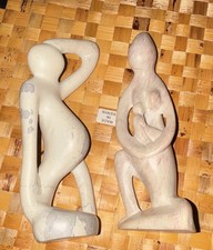 African Carved Soap Stone Pregnant Woman and Breastfeeding Mother Vintage picture