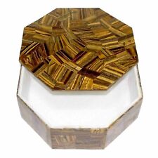 Tiger Eye Stone Overlay Work Trinket Box Marble Nail Paint Box with Elegant Look picture
