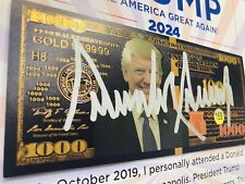 COA Donald Trump Autographed Signed Bill MAGA Display 45 President Hat Money picture