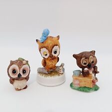 George Good Owl 1975 Napcoware Set 3 Different Figurine Lot READ NOTE picture