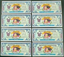 1993 $1 DISNEY DOLLARS (8) Consecutive D00603171A-D00603178A Mickey's 65th picture