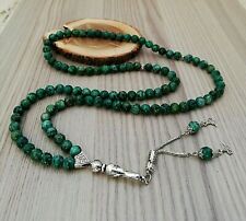 REAL Green Jade  Stone Islamic Prayer 99 beads Tasbih Misbaha Rosary Tasbeeh 8mm picture