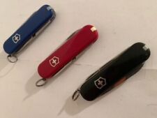 Lot of 3 Victorinox Swiss Army (R/B/Bk) Small Multi-Tools Pocket Knife -- Great picture