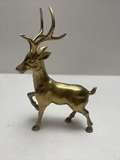 Vintage Brass Deer Reindeer Statue Buck Mid Century Modern MCM 10