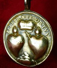 ANTIQUE 18TH CENTURY ST. ANNE SACRED HEART OF JESUS IMMACULATE HEART MARY MEDAL picture