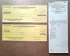  3 Original Vintage W11 Ration Checks Deposit Slip Sugar Processed Foods picture