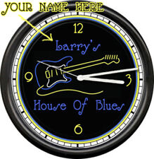 Personalized Guitar House Blues Music Musician Band Neon Colors Sign Wall Clock picture