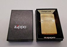 Zippo 240 Classic Brushed Brass Finish Vintage Lighter With Slashes, Look NIB picture