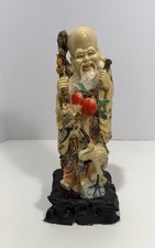 Chinese Shiwan God of Longevity SHAU-LAO Statue 11.5” Tall picture