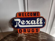 Vintage Rexall Drugs Porcelain Sign Welcome Pharmacy Medicine Drugstore Plate  picture