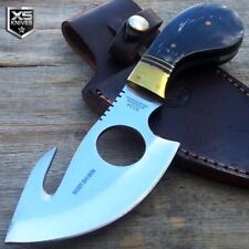 HANDMADE Full Tang HORN HANDLE Hunting SKINNER Knife Gut Hook + LEATHER Sheath picture