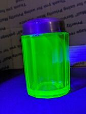 Uranium Glass Humidor Jar with Brass Lid picture