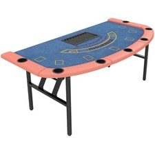 72" Foldable Poker Table, 8-Player Blackjack Table, Blue picture