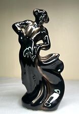Vintage Ceramic Matador Sculpture Black And Gold Glossy Glaze Large Mid Century picture