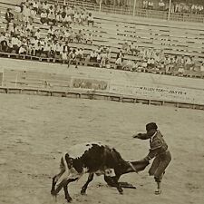 Vintage RPPC Real Photograph Arena Bull Fighting Matador McAllen TX picture