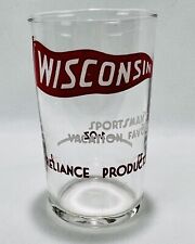 Vintage Wisconsin Pennant Flag Bar Beer Chaser Glass Sportsman Favorite Man Cave picture
