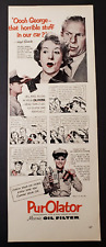 1952 Print Ad Purolator Micronic Oil Filter George Burns Gracie Allen Vintage picture