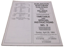 APRIL 1984 BURLINGTON NORTHERN BILLINGS REGION EMPLOYEE TIMETABLE #2 picture