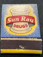 VINTAGE MATCHBOOK - SUN RAY DRUGS - RANCH ROOM RESTAURANTS - FRONT STRIKE picture