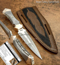 IMPACT CUTLERY CUSTOM FULL TANG DAMASCUS HANDLE D2 DAGGER BOOT KNIFE picture