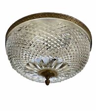 Vintage Flush Mount Crystal Chandelier Ceiling Light Brass Quilted 3 Available picture