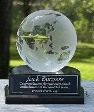 1995 NASA SPACELAB Contribution Award Trophy FROSTED CRYSTAL GLOBE V.Roth Direct picture